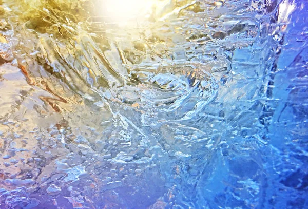 Fundo de gelo. Padrão de gelo brilhante transparente — Fotografia de Stock
