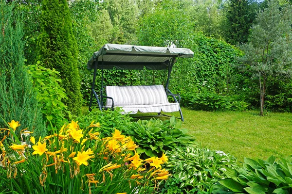 Garden Swing Sofa Summer Outdoors Stock Picture