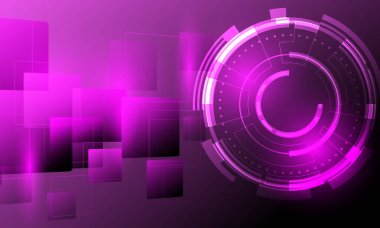 Fayansların karesi elektronik siber uzay soyut yüksek teknoloji arka planına sahip mor pembe daire devresi