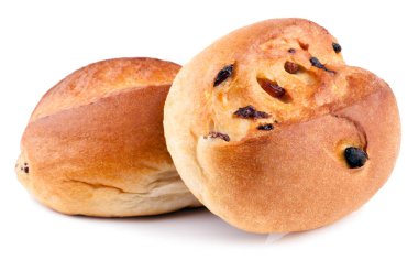 beyaz arka plan üzerinde taze pişmiş çörekler yakın 