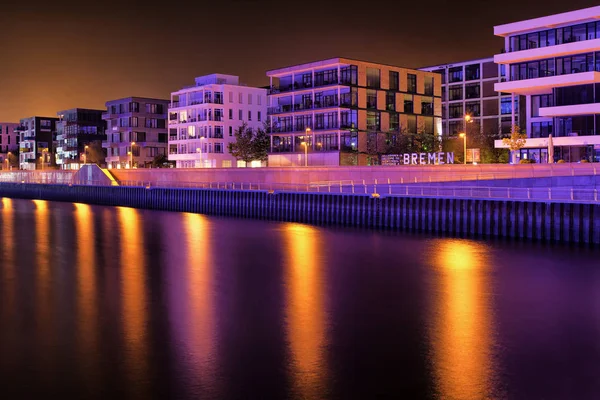 Brema Paesaggio Urbano Notte Germania Europa — Foto Stock