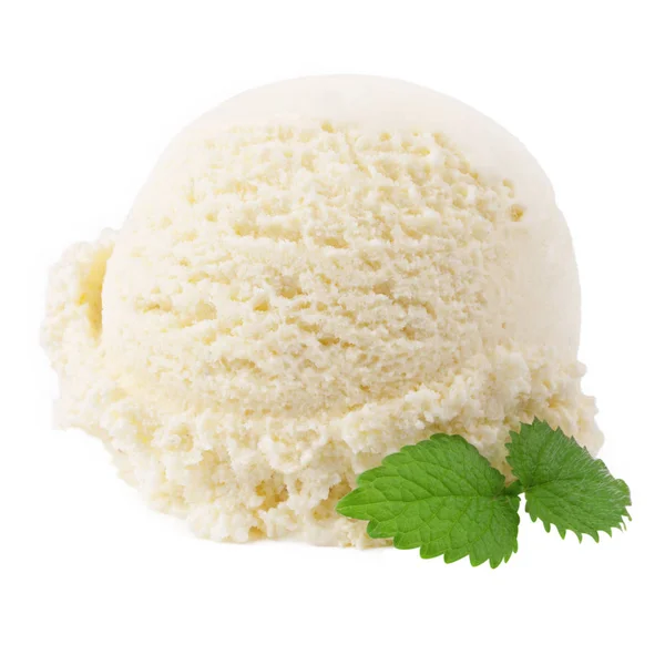 Vanilková Zmrzlina Míč Izolovaných Bílém Pozadí — Stock fotografie
