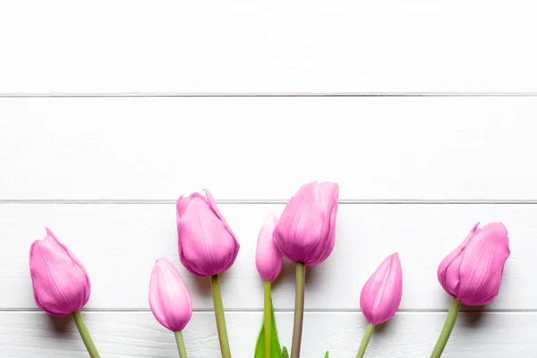 Pink Tulips White Background — Stock Photo, Image
