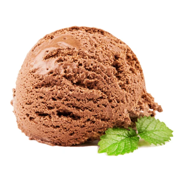 Chocolate Ice Cream Ball Isolated White Background — Stock Photo, Image
