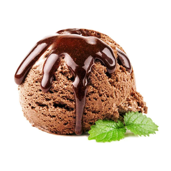Шоколадный Шарик Мороженого Белом Фоне — стоковое фото