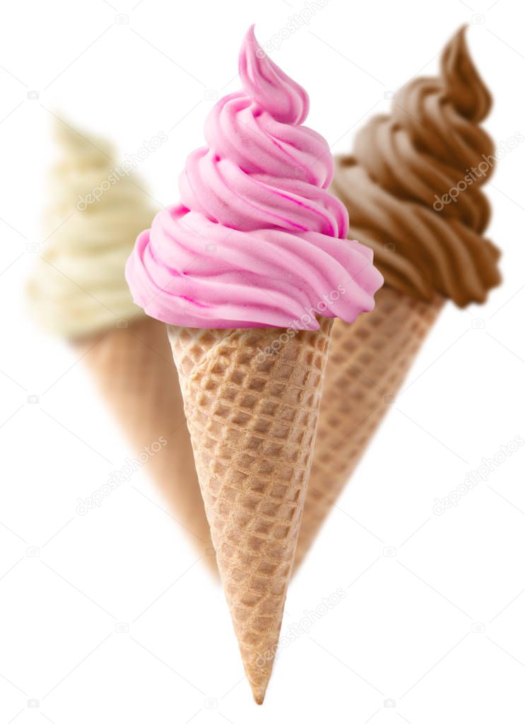 set of ice creams on white background 
