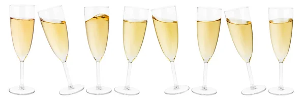 Bicchieri Festivi Champagne Isolati Sfondo Bianco — Foto Stock