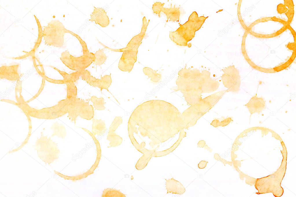 Coffee cup blots stains isolated on white background