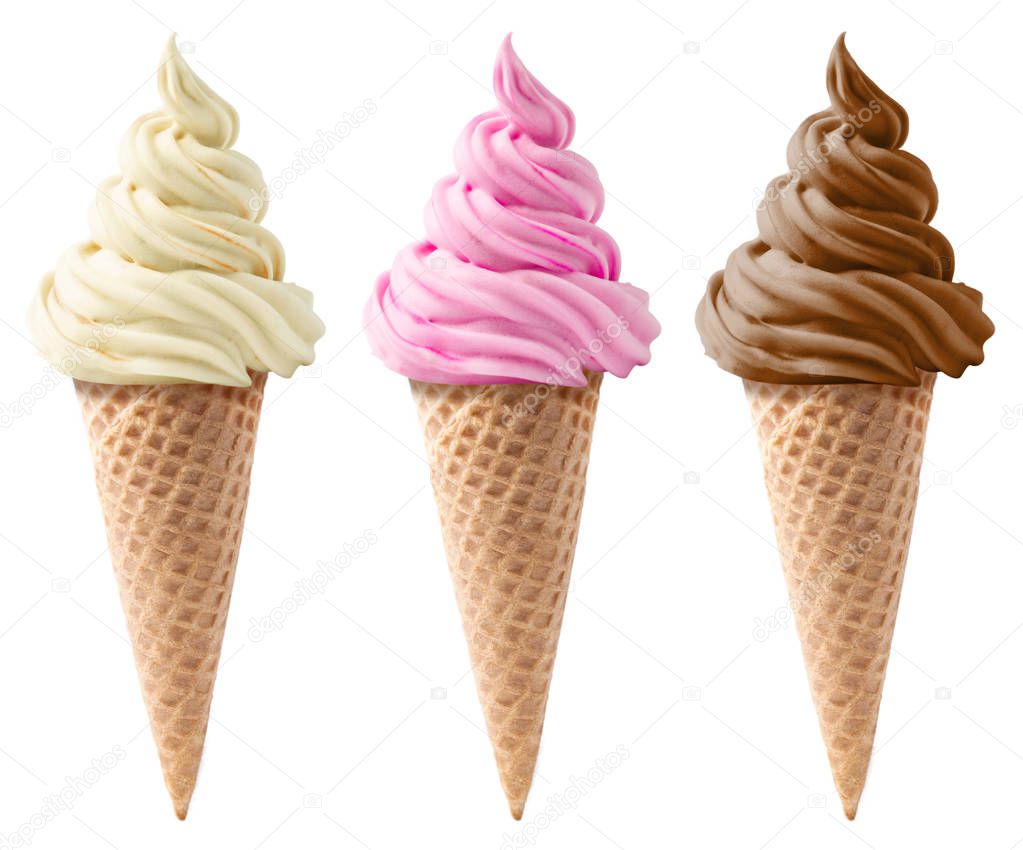 set of ice creams on white background 
