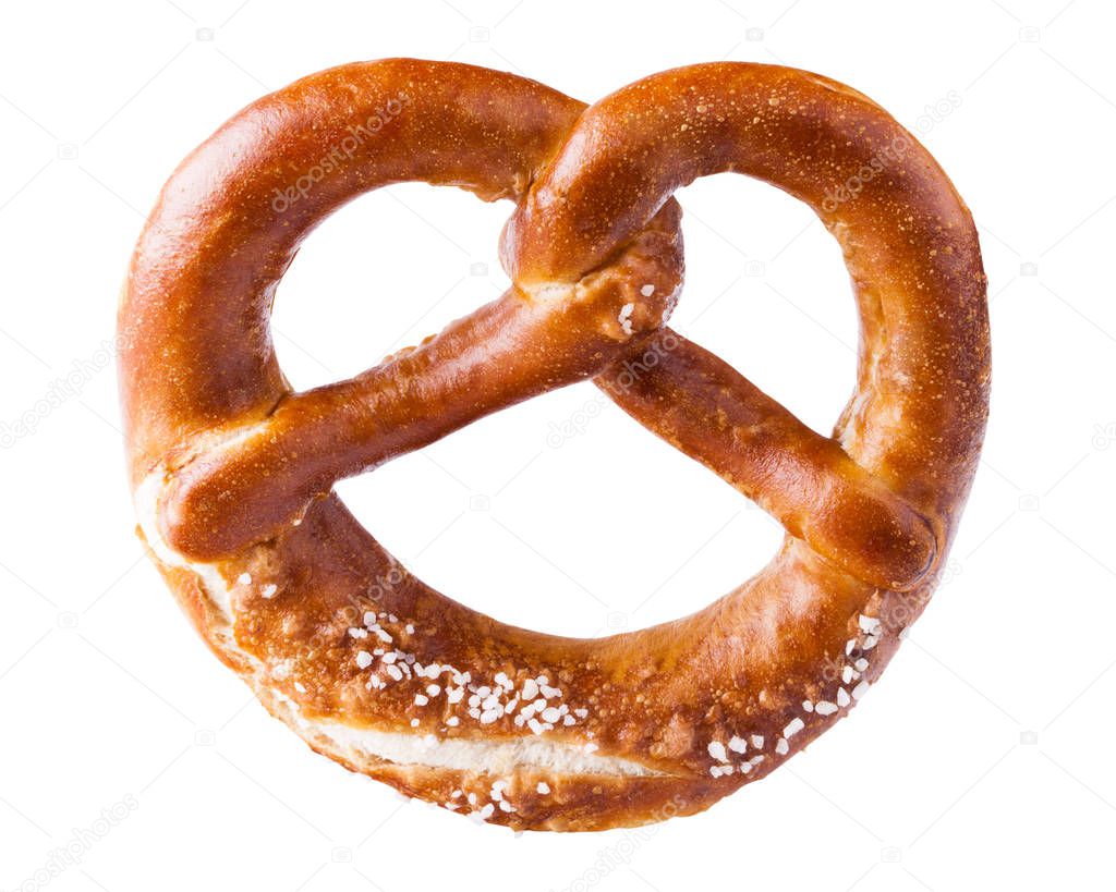 Baked pretzel isolated on white