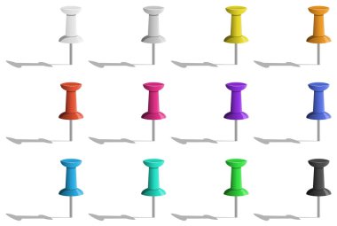 renkli iğneler kümesi, sadece vektör illüstrasyon