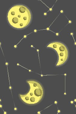 Moons and stars, simply vector illustration  clipart
