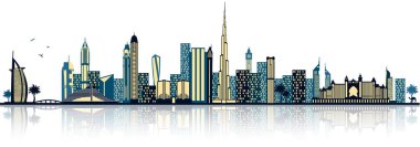 Dubai silueti silueti, sadece vektör illüstrasyon  