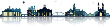 Saarbruecken siluet silueti, sadece vektör illüstrasyon  