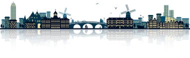 Amsterdam siluetsilueti, sadece vektör illüstrasyon  