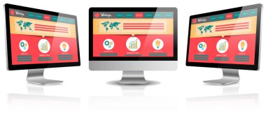 bilgisayar monitörleri kümesi, sadece vektör illüstrasyon    