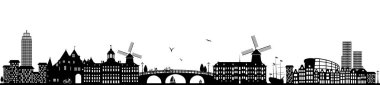 Amsterdam siluetsilueti, sadece vektör illüstrasyon  
