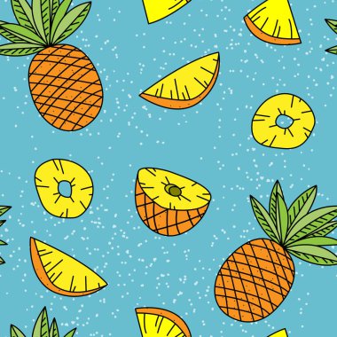 ananas dikişsiz desen, sadece vektör illüstrasyon