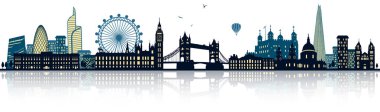 Londra silueti silueti, sadece vektör illüstrasyon  