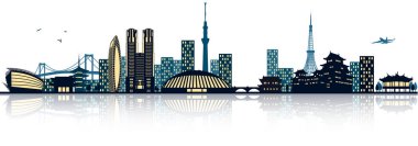 Tokyo silueti silueti, sadece vektör illüstrasyon  