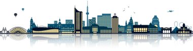 Leipzig silueti silueti, sadece vektör illüstrasyon  