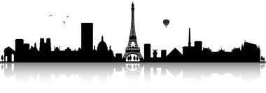 Paris silueti silueti, sadece vektör illüstrasyon   