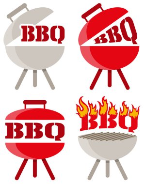 barbekü ızgara seti, sadece vektör illüstrasyon      