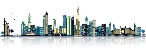 Dubai Skyline Silhouette Einfach Vektorillustration — Stockvektor