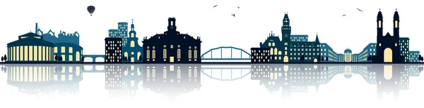 Silhouette Der Saarländischen Skyline Einfach Vektorillustration — Stockvektor