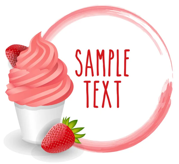 Strawberry Ice Cream Simply Vector Illustration — Stock Vector