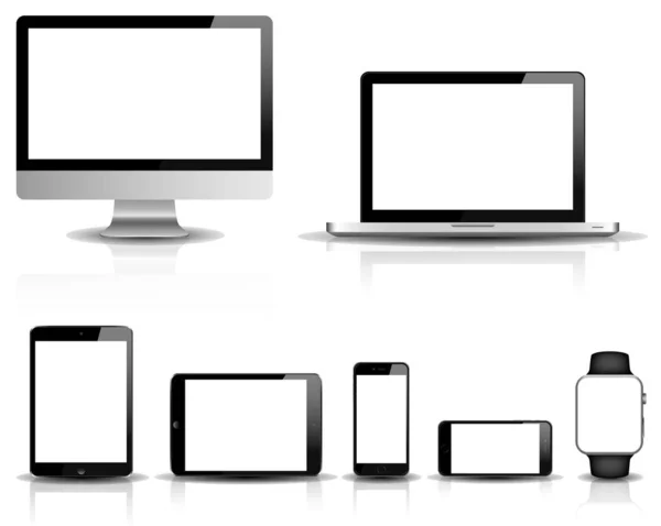 Serie Monitor Computer Semplicemente Illustrazione Vettoriale — Vettoriale Stock