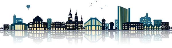 Chemnitzer Skyline Silhouette Einfach Vektorillustration — Stockvektor