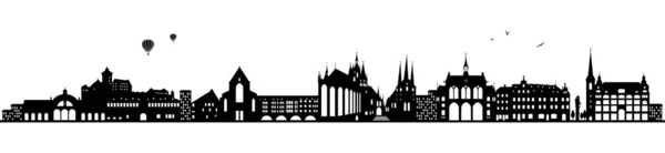 Silhouette Der Erfurter Skyline Einfach Vektorillustration — Stockvektor