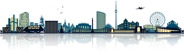 Silhouette Der Stuttgarter Skyline Einfach Vektorillustration — Stockvektor