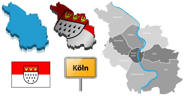 Πόλη Της Κολωνίας Στο Χάρτη Απλά Απεικόνιση Διανυσματικών Φορέων — Διανυσματικό Αρχείο