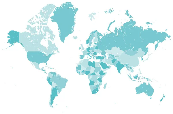 Devletler Ile Dünya Haritası Sadece Vektör Illüstrasyon — Stok Vektör