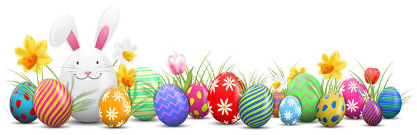 set of colorful eggs on white background