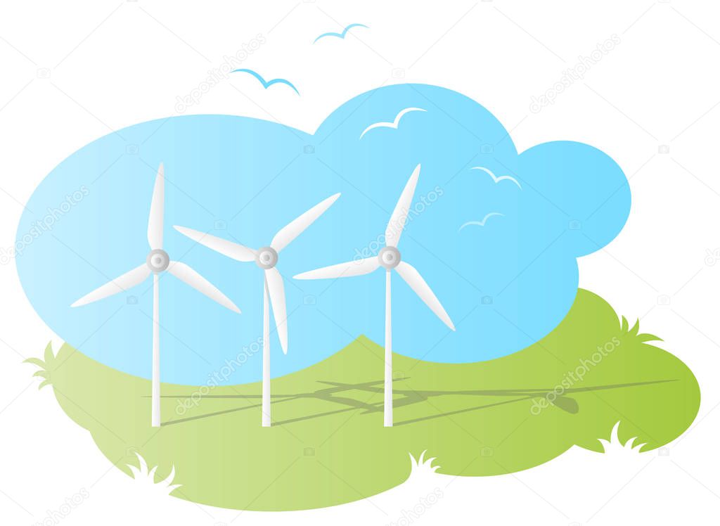 Wind energy mills, simply vector illustration 