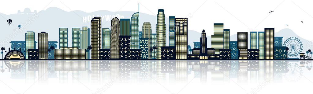 Los Angeles skyline silhouette, simply vector illustration  