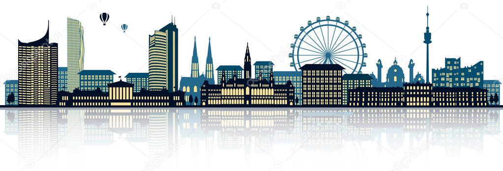 Vienna skyline silhouette, simply vector illustration  
