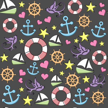 dikişsiz deniz deseni, sadece vektör illüstrasyon  