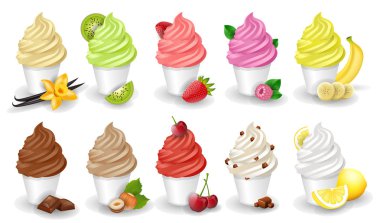 çeşitli dondurma simgeleri kümesi, sadece vektör illüstrasyon  