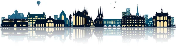 Erfurt Skyline Sziluettje Egyszerűen Vektoros Illusztráció — Stock Vector