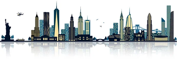 Silhouette Der Skyline Von New York Einfach Vektorillustration — Stockvektor