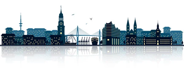 Hamburg Skyline Silhouette Simply Vector Illustration — Stock Vector