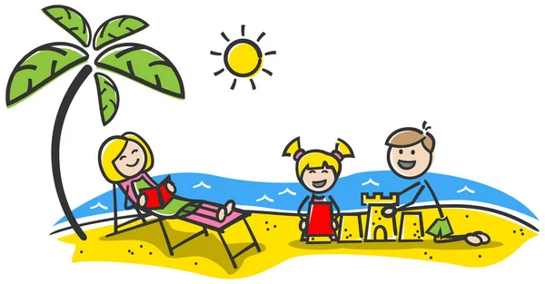 Banner Vacaciones Playa Simplemente Vector Ilustración — Vector de stock