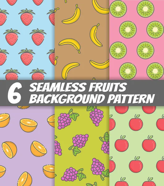 Conjunto Patrones Frutas Simplemente Ilustración Vectorial — Vector de stock