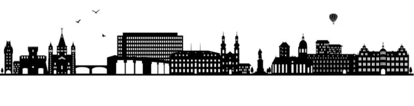 Mainz Skyline Silhouette Einfach Vektorillustration — Stockvektor