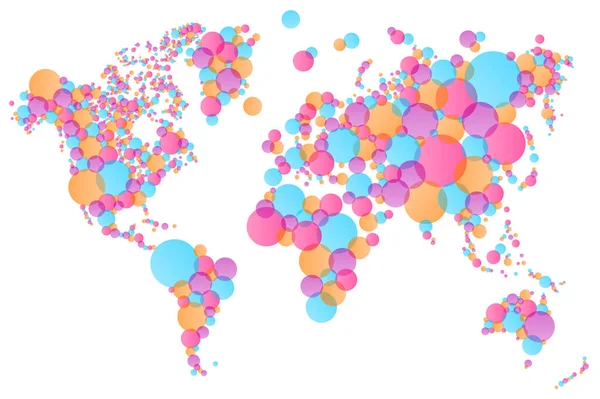 Noktalar Tarafından Yapılan Dünya Haritası Sadece Vektör Illüstrasyon — Stok Vektör