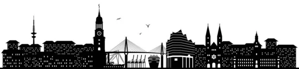 Hamburg Skyline Silhouet Gewoon Vector Illustratie — Stockvector
